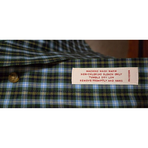 Brooks Brothers Button Down Shirt Men’s Small Navy Geen Plaid Cotton Size Small - Picture 5 of 10